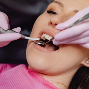 photo of a woman getting a dental check up